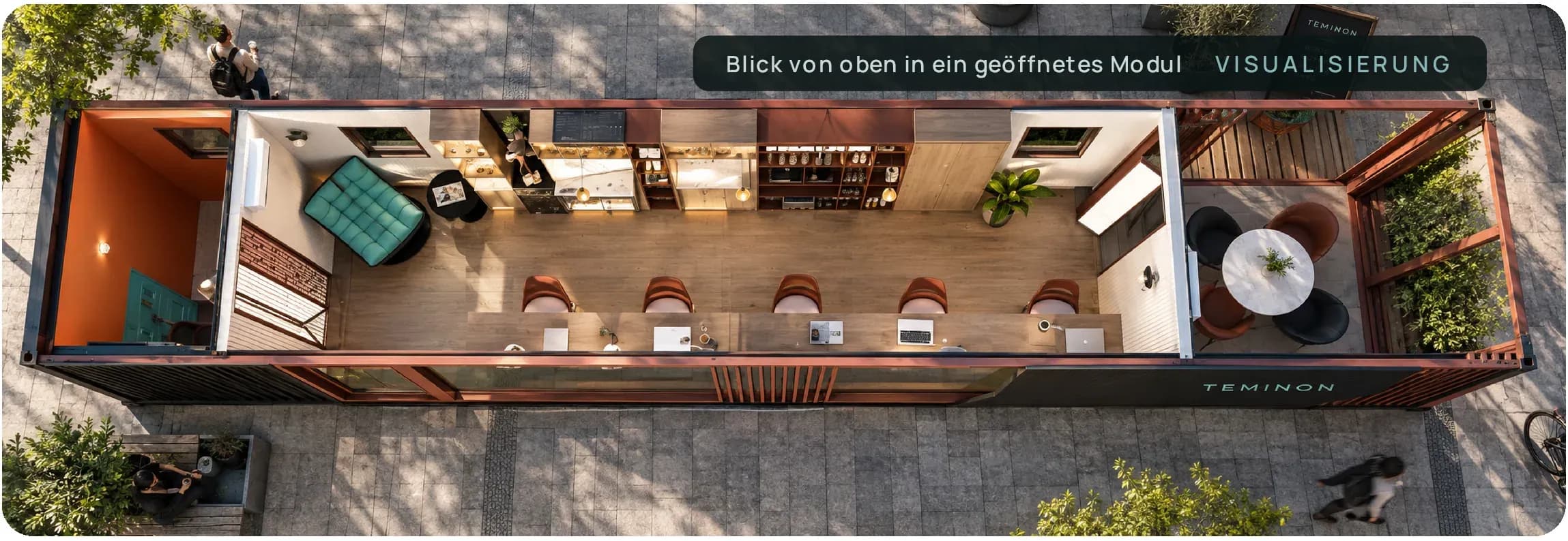 Blick von oben in ein geöffnetes Nexus-Modul